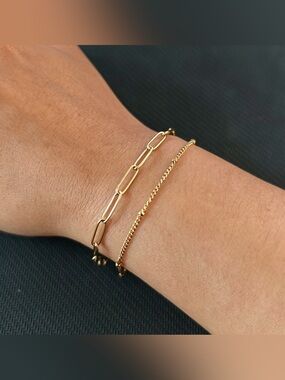 Bracelets Gold Link and Chain Bracelet Set - Women .
